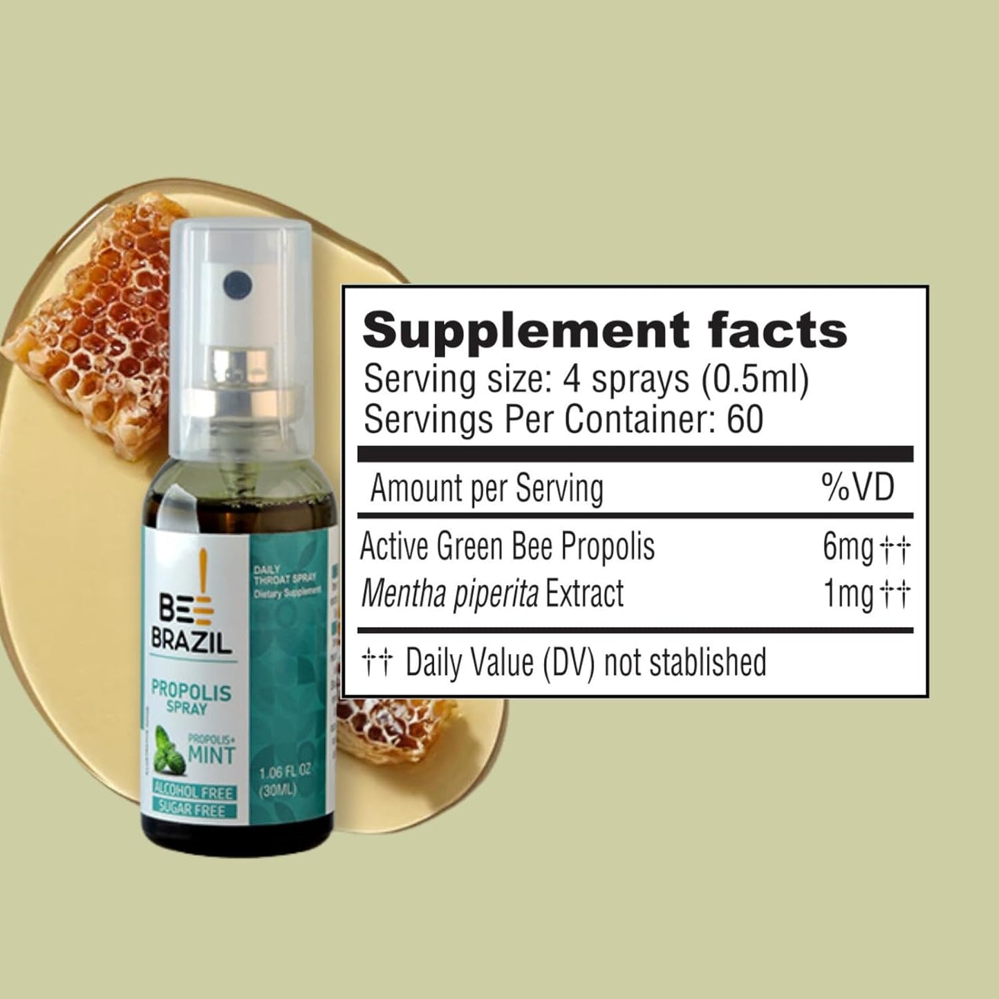 ブラジル産グリーンプロポリススプレー 30ml ミント風味｜栄養補助食品 BeeBrazil